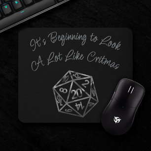 Mousepad Prata D20 Critmas Tabletop Role Player Dice PNP
