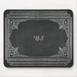 Mousepad Prata Ornamental sobre preto com iniciais
