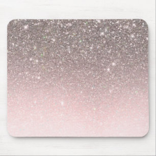 Mousepad Prata & Rosa Bege Brilho Lantejoulas Glam Glamour