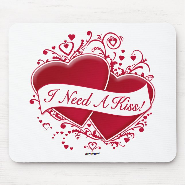 Mousepad Preciso De Um Beijo! Corações Vermelhos (Frente)