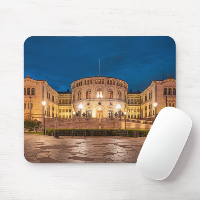 Mousepad Prédio de Tempestade de Oslo na Noruega à noite (Com mouse)
