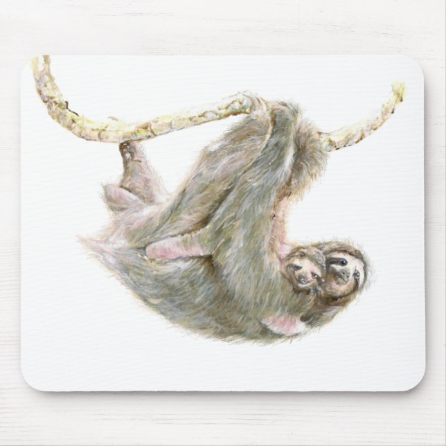 Mousepad Preguiça, bebê com mãe "abraços grandes " (Frente)