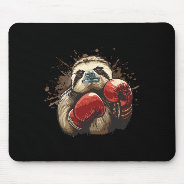 Mousepad Preguiça de Boxe Com Luvas de Boxe Kickboxing Engr (Frente)