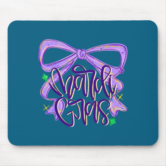 Mousepad Preppy Fat Tuesday Mardi Gras Coquette Bow Women G (Frente)