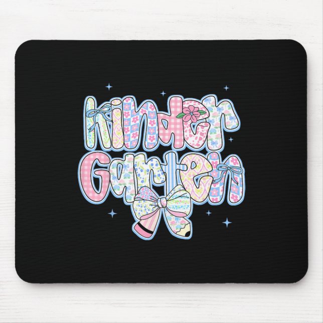 Mousepad Préppy Floral De Volta à Escola Jardim de Infância (Frente)