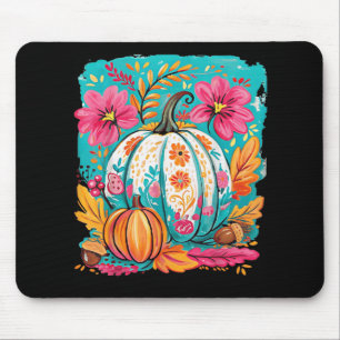 Mousepad Preppy Floral Fall Pumpkin Autumn Ação de Graças C