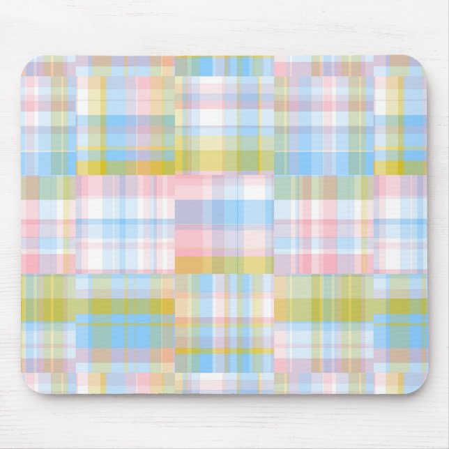 Mousepad Preppy Patchwork Olha Madras Pastel (Frente)