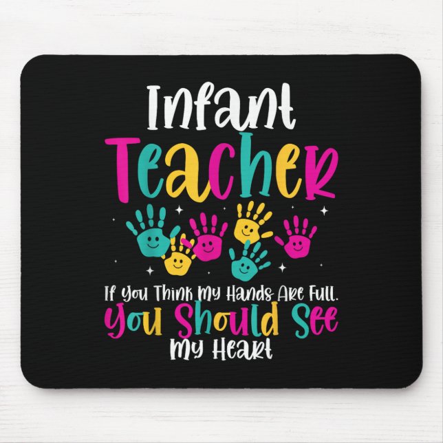 Mousepad Presente Citação Professor Infantil Mãos Coração C (Frente)