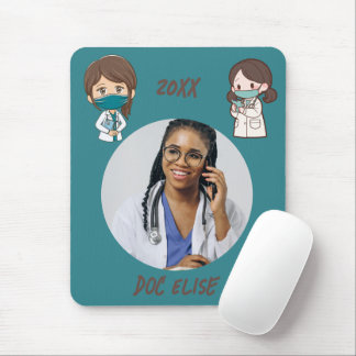 Mousepad Presente com Nome e Foto de Médico Bonito Ano Novo