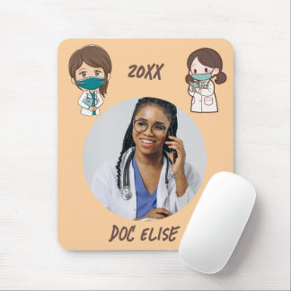 Mousepad Presente com Nome e Foto de Médico Bonito Ano Novo