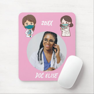 Mousepad Presente com Nome e Foto de Médico Bonito Ano Novo