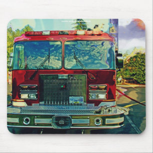 Mousepad Presente da arte do bombeiro vermelho do carro de
