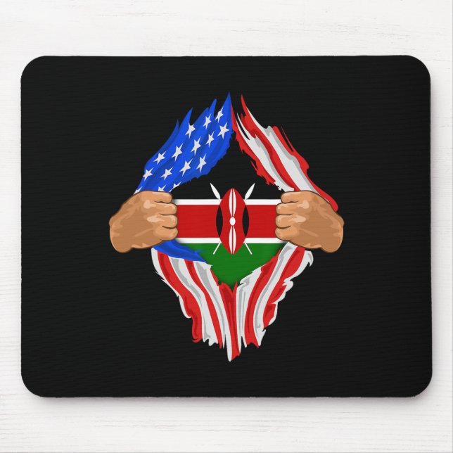 Mousepad Presente da Bandeira do Quênia Sangue Queniano Den (Frente)