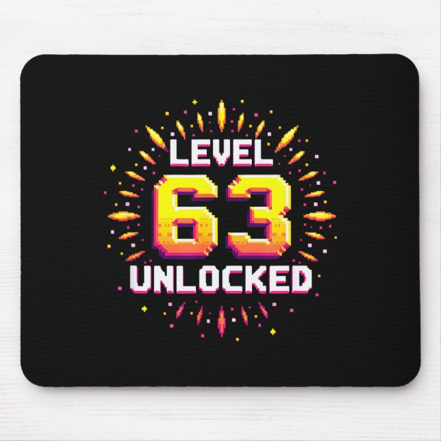 Mousepad Presente de Aniversário Desbloqueado no Nível 63 M (Frente)