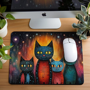 Mousepad Presente de Arte de Gatos Fofo Galáxia Cósmica