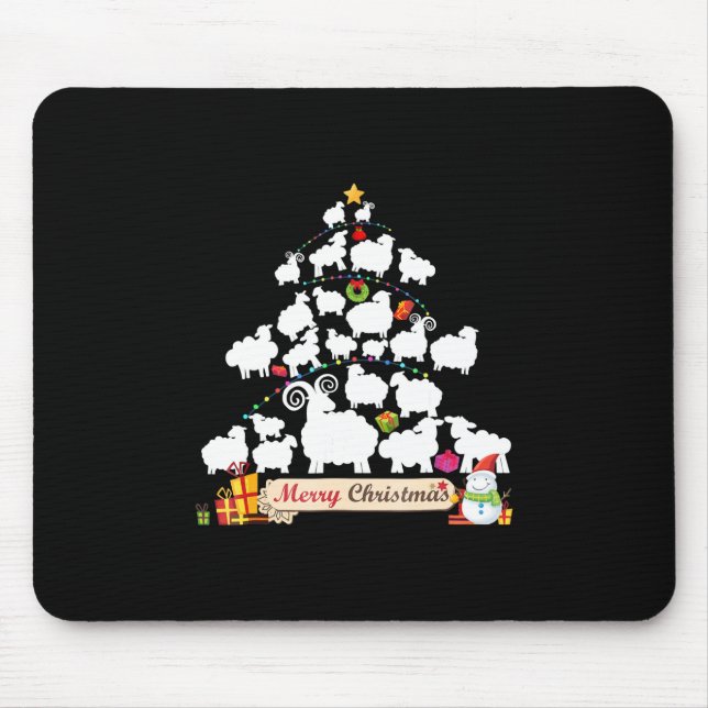 Mousepad Presente de árvore de Natal de ovelha | Presentes  (Frente)
