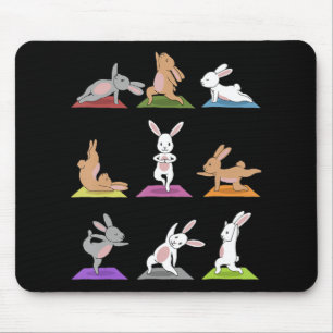Mousepad Presente de coelho Bunny Yoga Em Yoga Poses