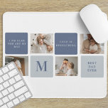 Mousepad Presente de Dia de os pais Feliz Azul e Foto de Co<br><div class="desc">Foto de Colagem Moderna e Presente de Dia de os pais Feliz Azul é um presente personalizado e atencioso para celebrar o homem especial em sua vida no Dia de os pais. O presente inclui um quadro fotográfico de colagem bem projetado com espaço para várias fotos, permitindo que você capture...</div>