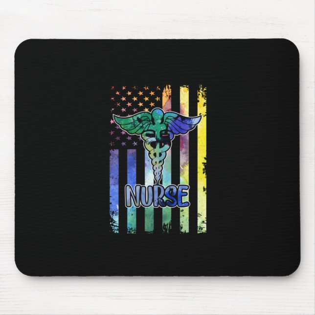 Mousepad Presente de Enfermeira | Enfermeira Bandeira Ameri (Frente)