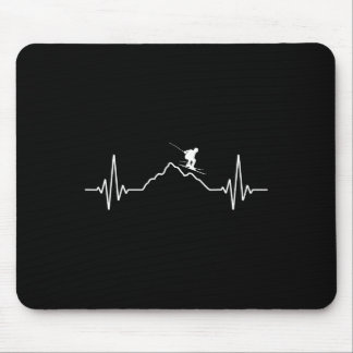 Mousepad Presente de Esqui Batida de Coração para Esquiador