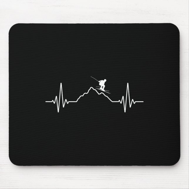 Mousepad Presente de Esqui Batida de Coração para Esquiador (Frente)