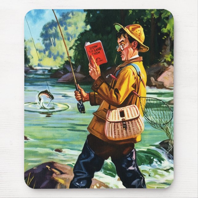 Mousepad Presente de Ilustração da Cena de Pesca Retroativa (Frente)