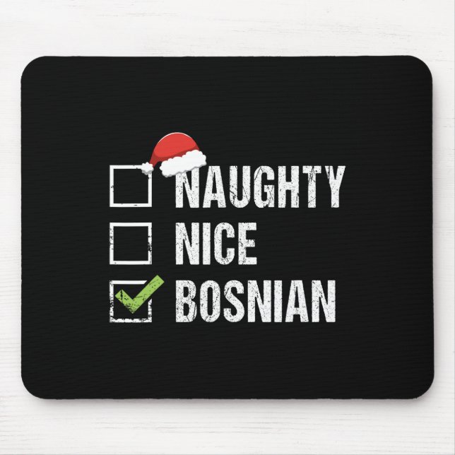 Mousepad Presente de Natal Bósnio Bósnio Bósnio Santa Hat 1 (Frente)