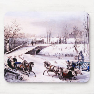 Mousepad Presente de Natal da Cena de Inverno Vintage