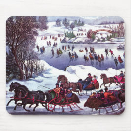 Mousepad Presente de Natal da Cena de Inverno Vintage