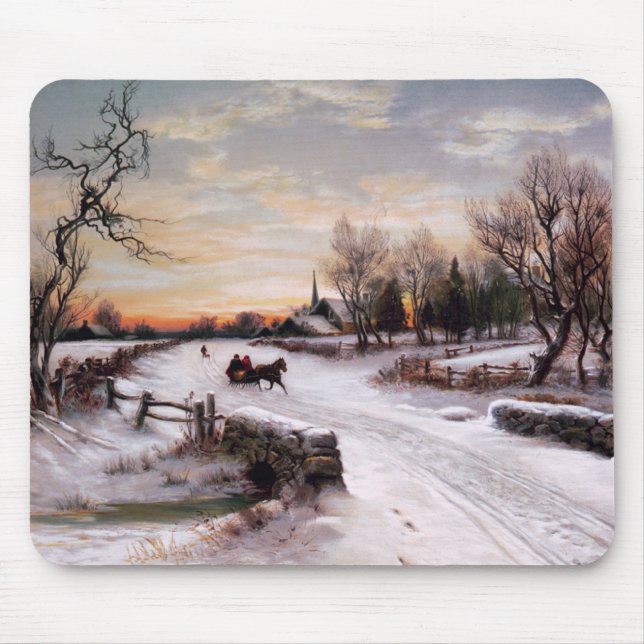 Mousepad Presente de Natal da Cena de Inverno Vintage Count (Frente)