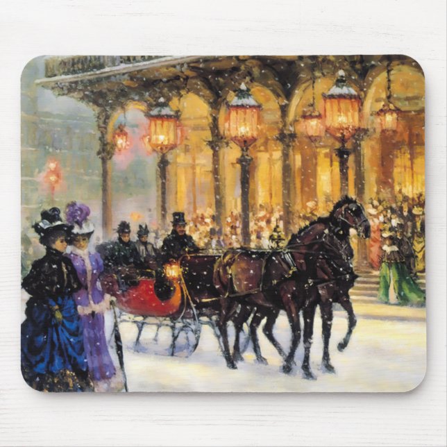 Mousepad Presente de Natal da Cena Parisiense de inverno Vi (Frente)