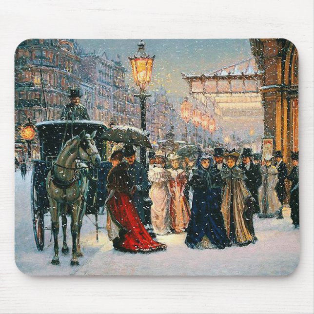 Mousepad Presente de Natal da Cena Parisiense de inverno Vi (Frente)