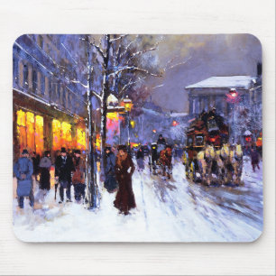 Mousepad Presente de Natal da Cena Parisiense de inverno Vi