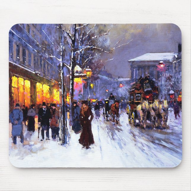 Mousepad Presente de Natal da Cena Parisiense de inverno Vi (Frente)
