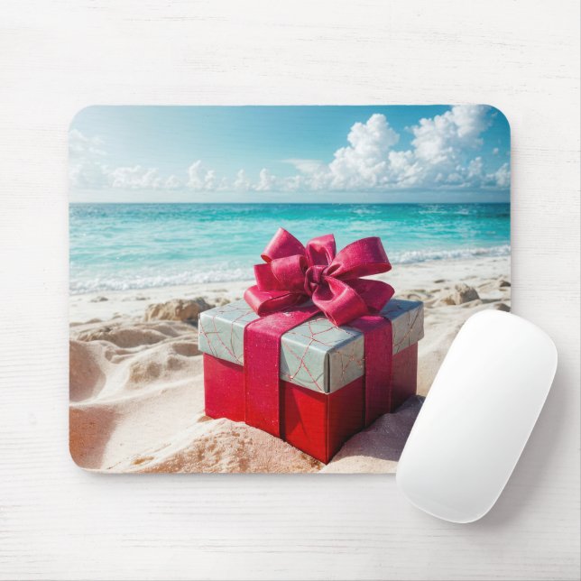 Mousepad Presente De Natal Na Areia De Praia (Com mouse)