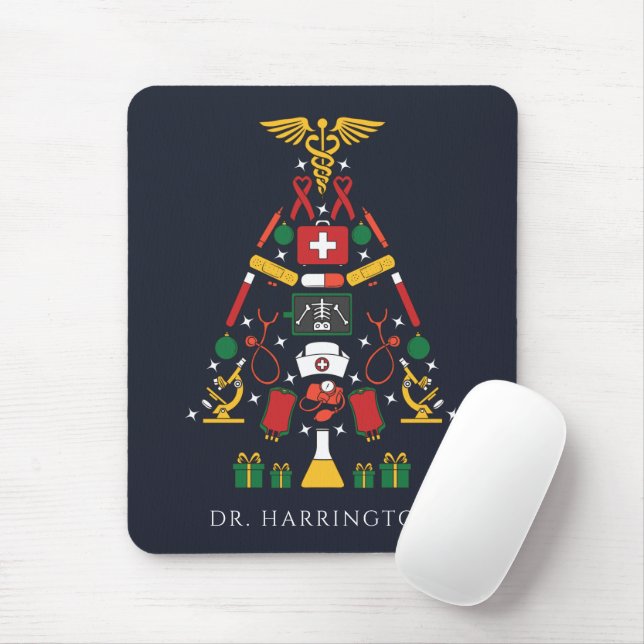 Mousepad Presente de Natal Personalizado para Médico (Com mouse)