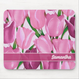 Mousepad Presente de Nome Personalizado de Pintura de Tulip