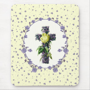 Mousepad Presente de Páscoa Vintage Floral Cross