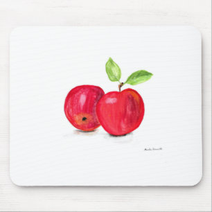 Mousepad Presente de professor de aquarela de maçãs vermelh