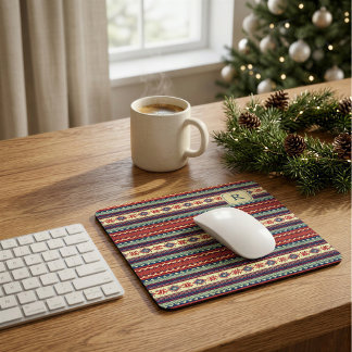 Mousepad Presente de Rato de Natal Personalizado Fair Isle