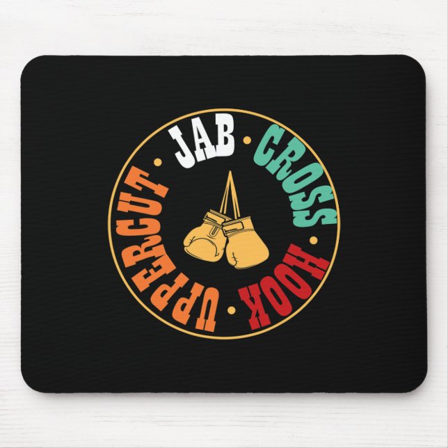 Mousepad Presente de Treino de Kickboxing de Boxeador Jab C (Frente)