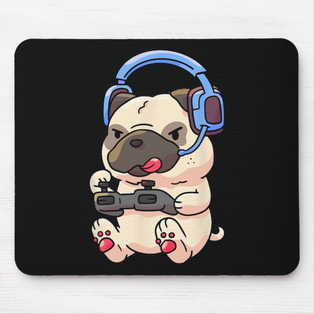 Mousepad Presente de videogame Pug de jogador Pugs de jogos (Frente)