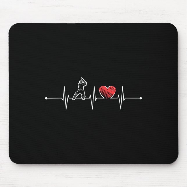 Mousepad Presente do ritmo cardíaco do jogador de críquete  (Frente)