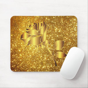 Mousepad Presente Dourada Floral de Luxo Popular