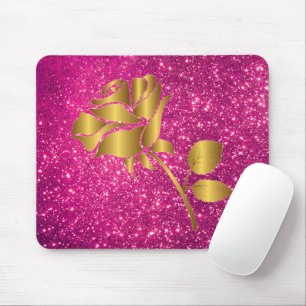 Mousepad Presente Dourado de Lúxias Floral Rosa , de Luxo