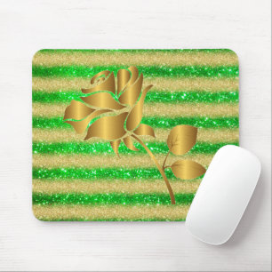 Mousepad Presente Dourado Floral Verde  de Luxo