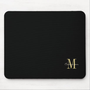 Mousepad Presente Dourado Preto Inicial e Nome Personalizad