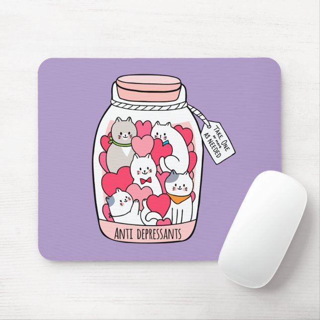 Mousepad Presente engraçado de antidepressivo de gato para  (Com mouse)