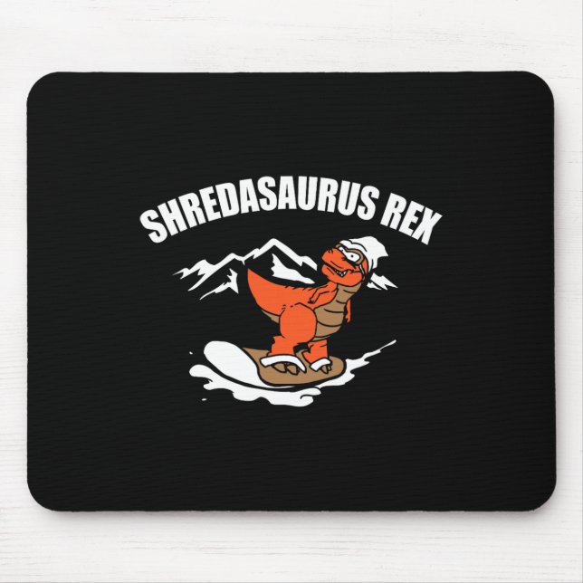 Mousepad Presente engraçado de dinossauro de snowboard para (Frente)