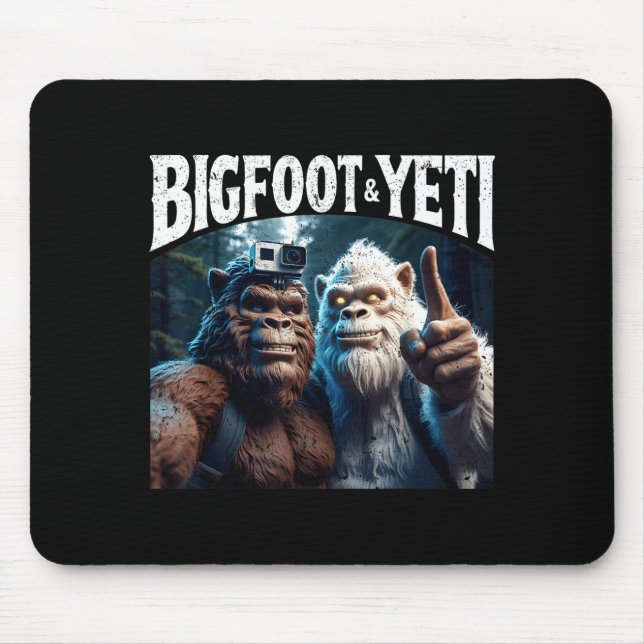 Mousepad Presente engraçado de selfie de pé-grande e yeti p (Frente)